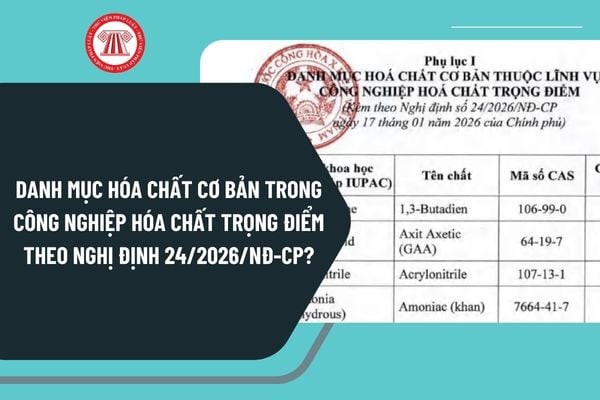 Danh mục hóa chất cơ bản trong Công nghiệp hóa chất trọng điểm theo Nghị định 24/2026/NĐ-CP ra sao?
